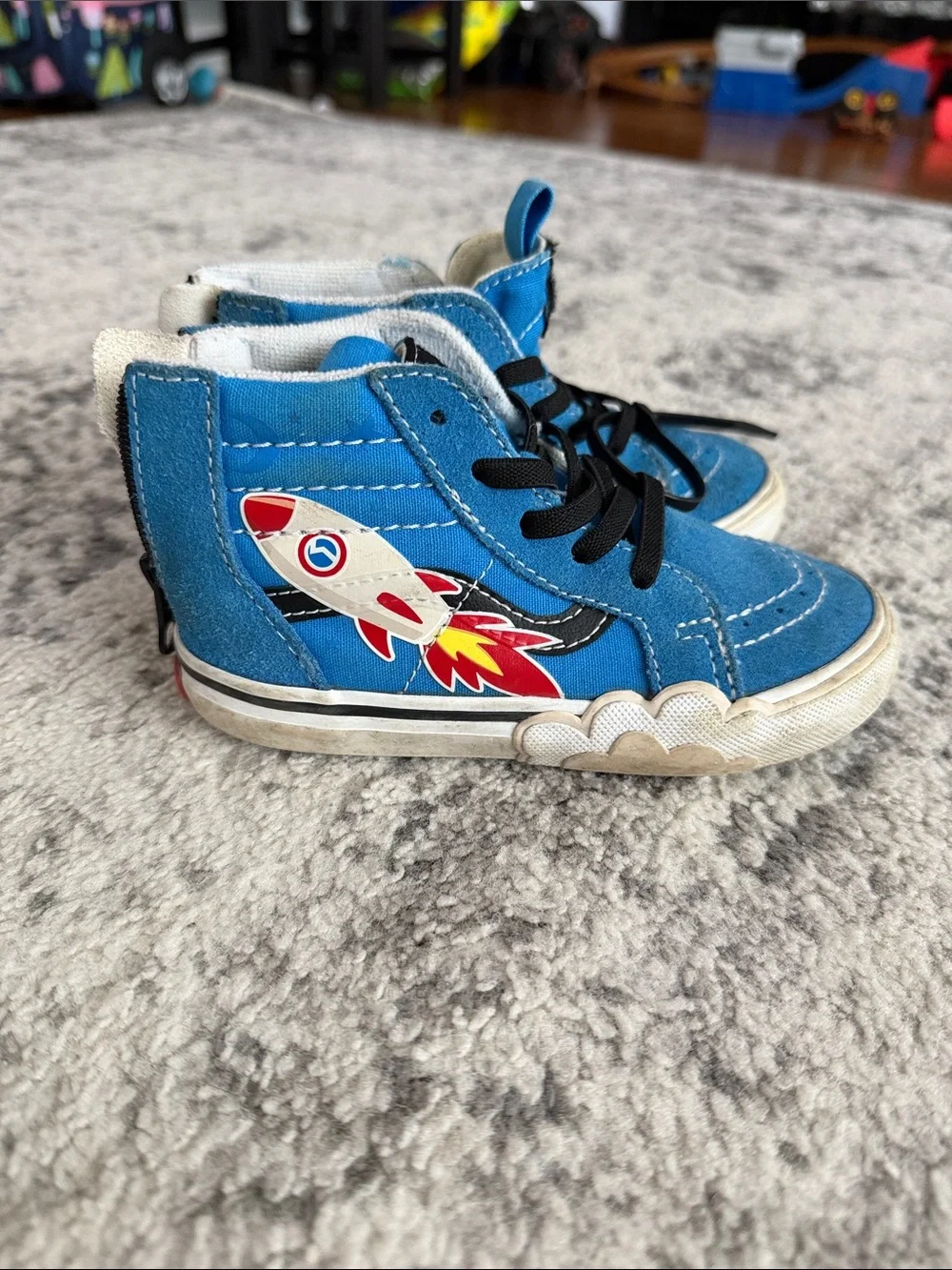 Vans Kids Blue High-Top Sneakers with Rocket Graphic